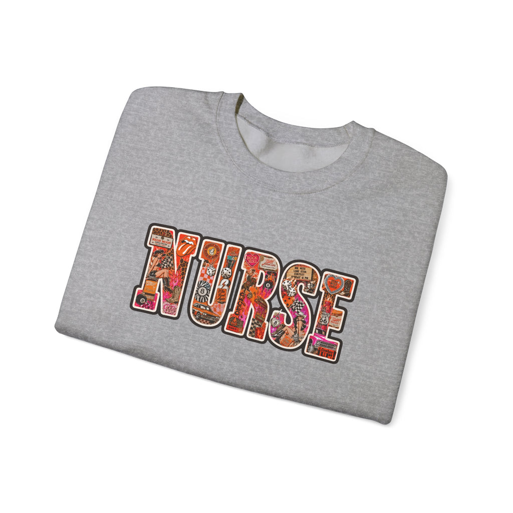 Nurse Floral Appliqué Crewneck Sweatshirt