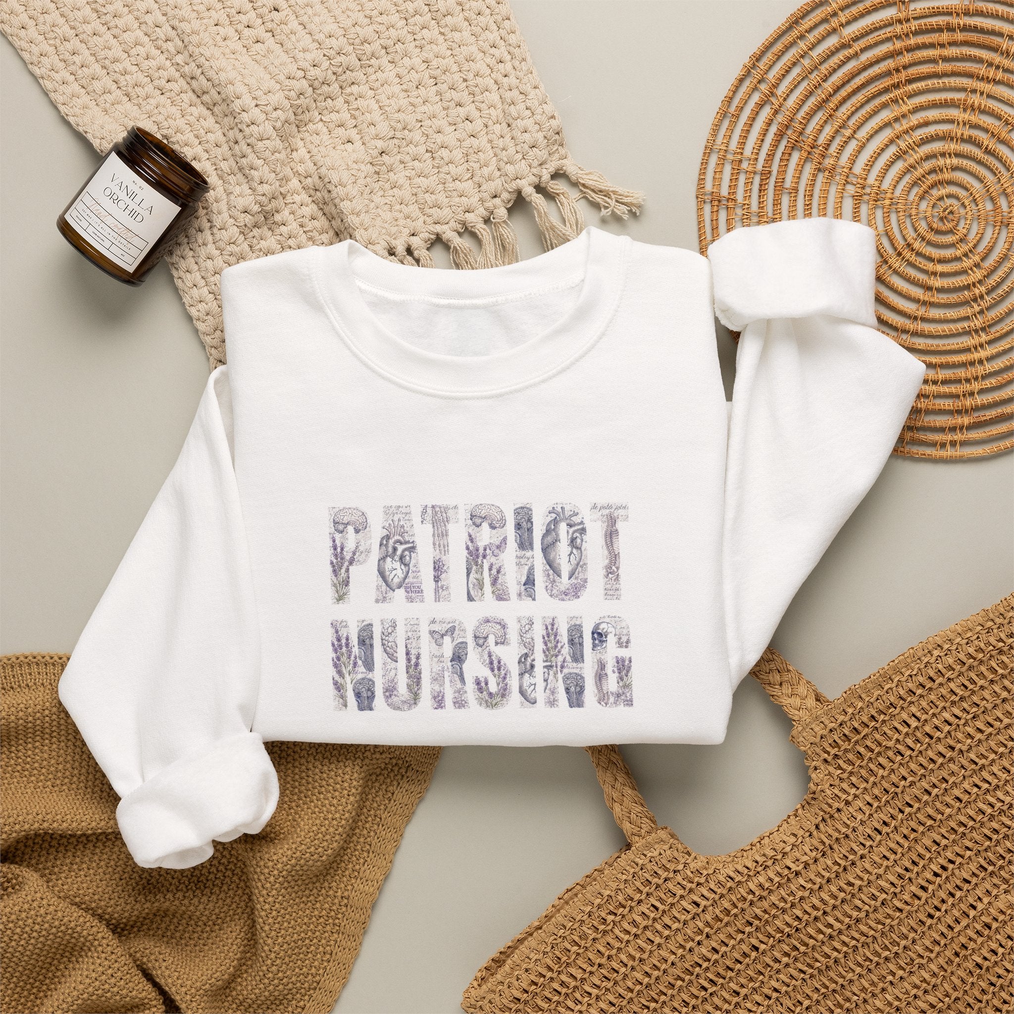 Patriot Nursing Crewneck Sweatshirt — Floral-Patterned Medical Pride Pullover