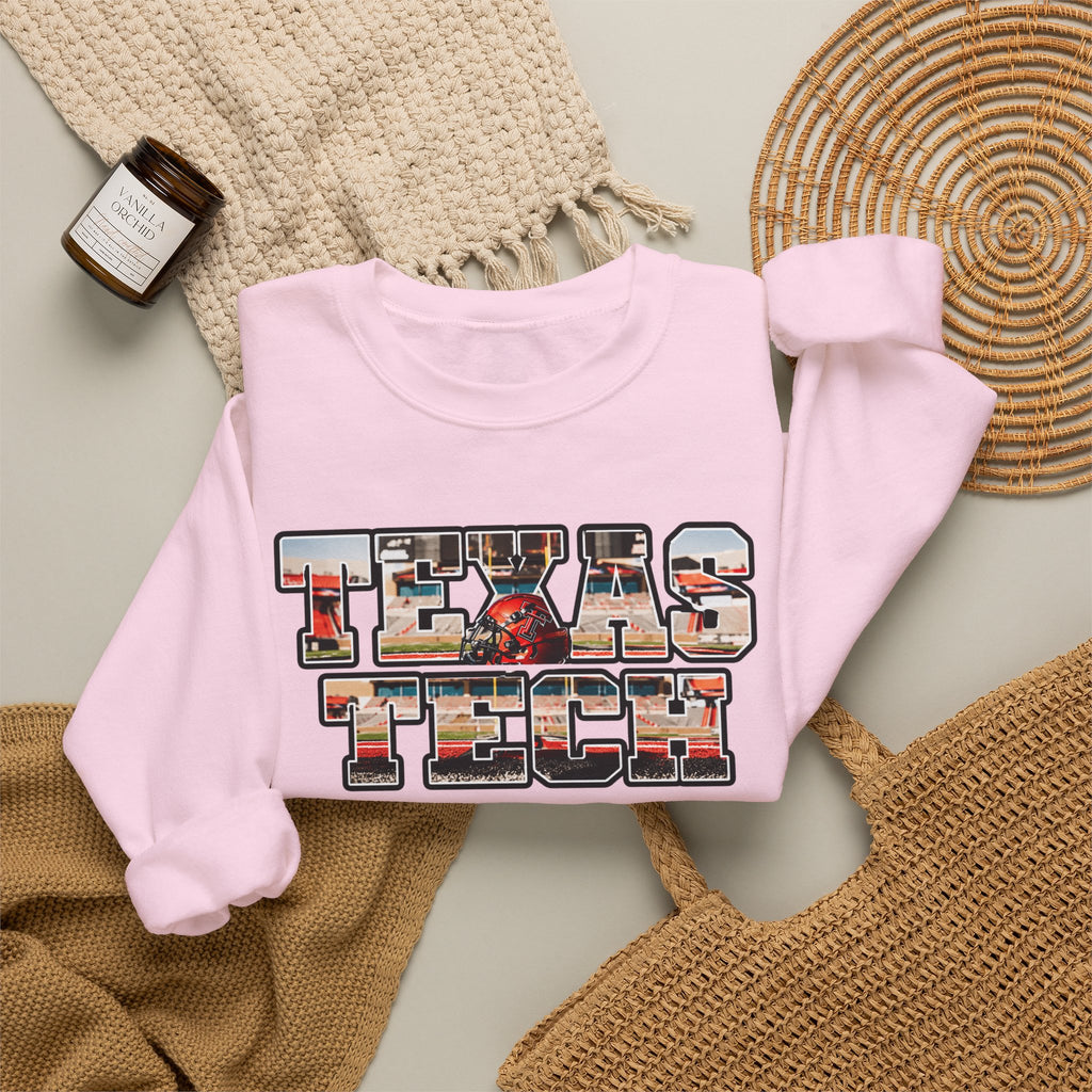 Texas Tech Crewneck Sweatshirt — Vintage Photo Block Letter Design