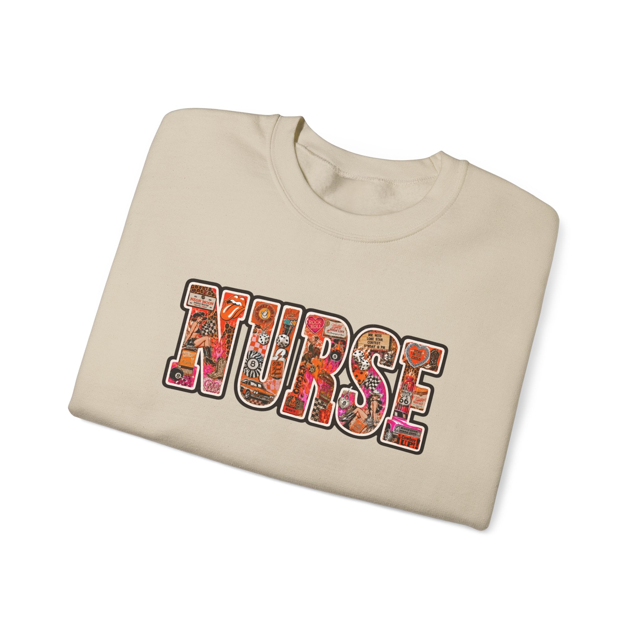 Nurse Floral Appliqué Crewneck Sweatshirt