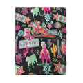 Cowgirl Neon Baby Blanket — Soft Fleece Western Horse & Cactus Nursery Throw